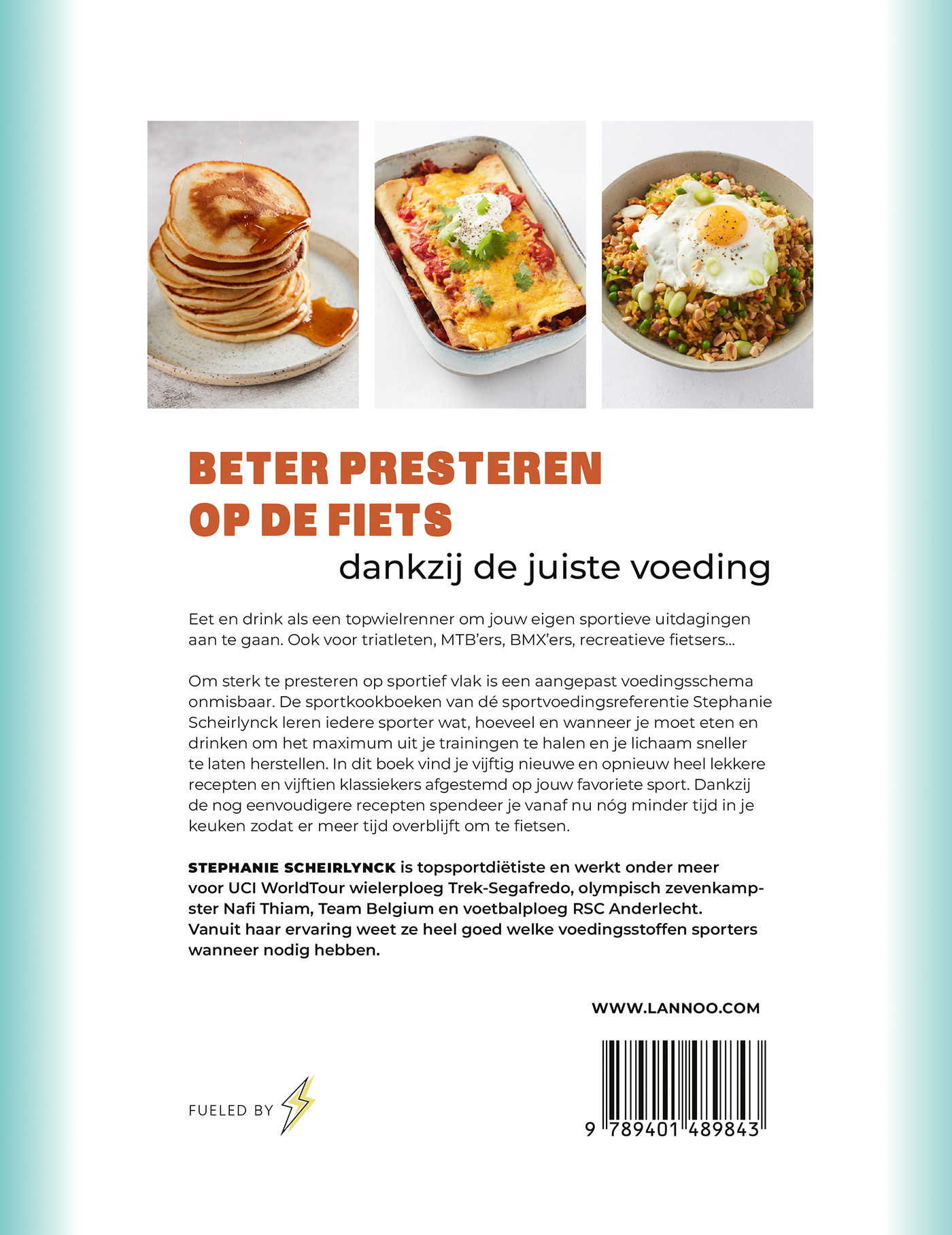 Achterkant van Het sportkookboek voor wielrenners