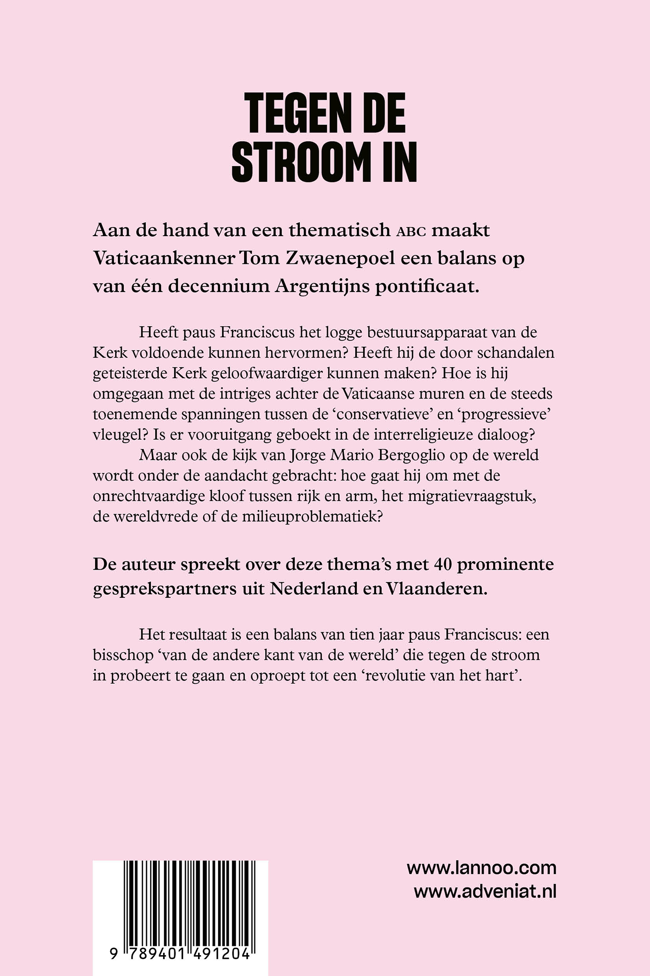 Achterkant van Tegen de stroom in