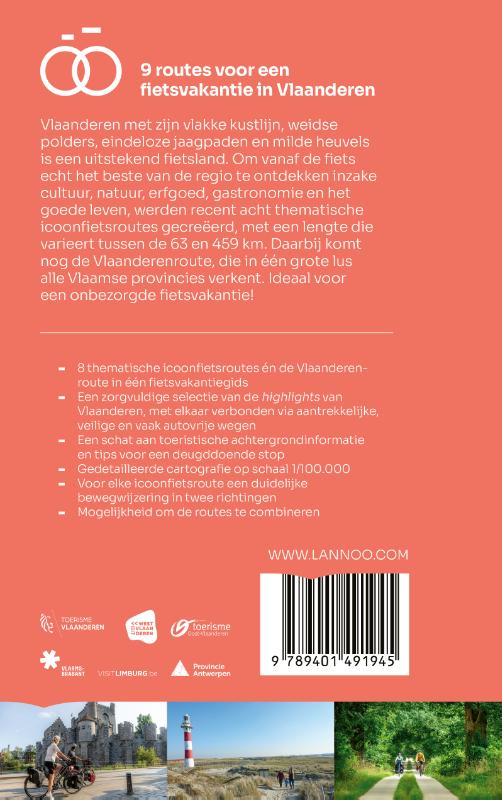 Achterkant van Gids voor de Vlaamse Icoonfietsroutes
