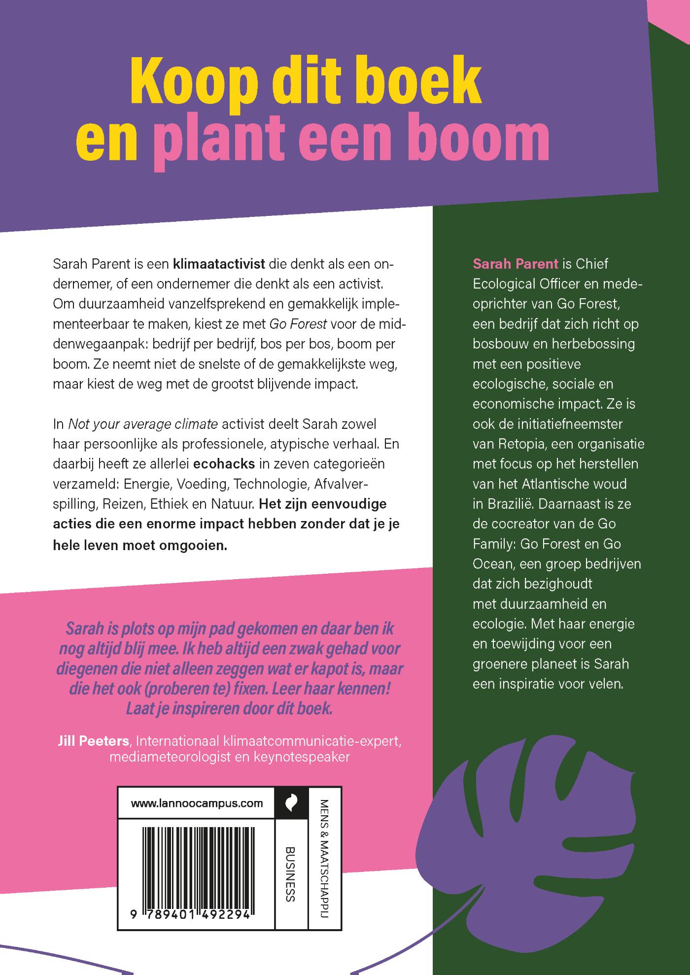 Achterkant van Not your average climate activist