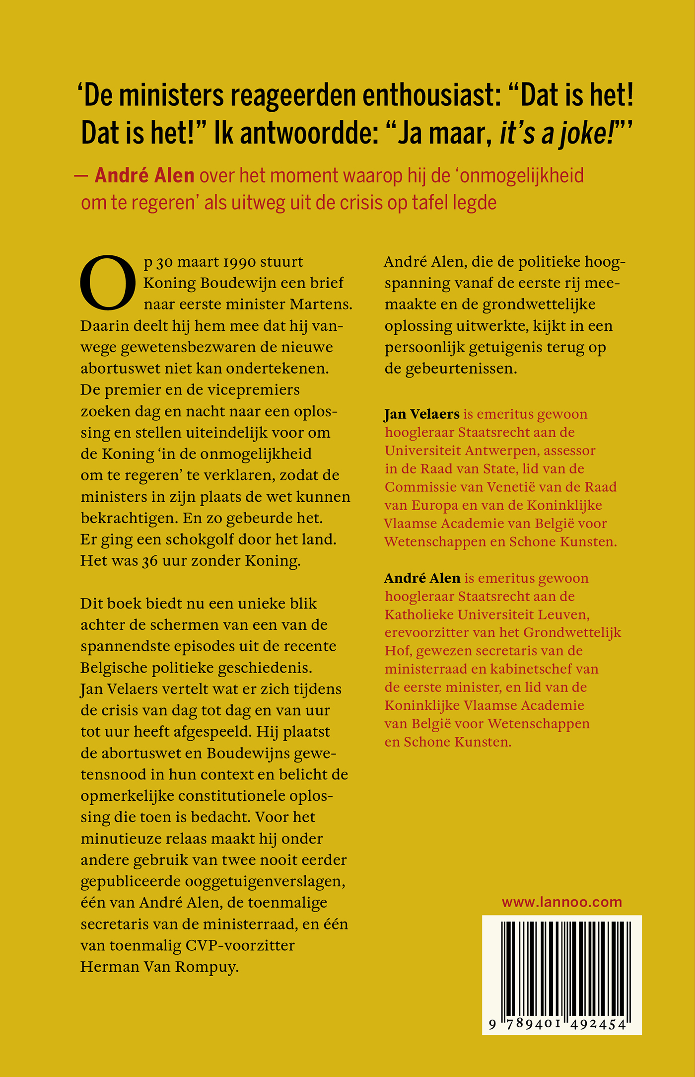 Achterkant van Land zonder koning