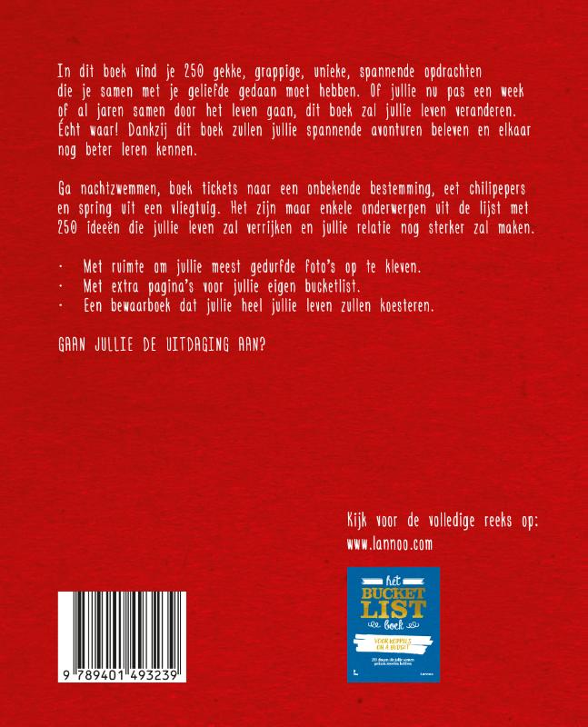 Achterkant van Het Bucketlist boek voor avontuurlijke koppels