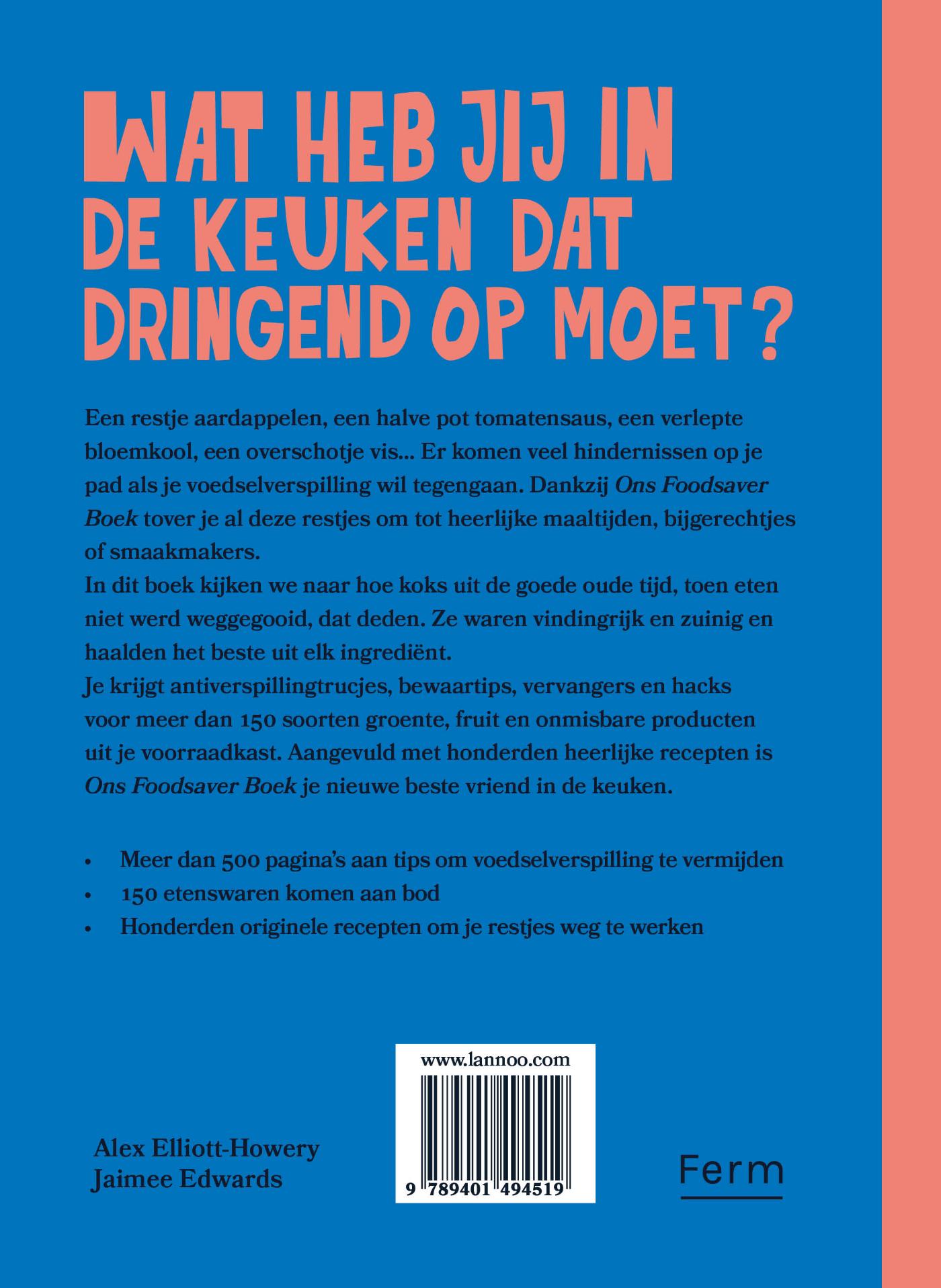Achterkant van Ons Foodsaver Boek