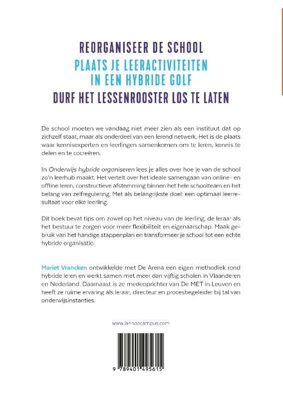 Achterkant van Onderwijs hybride organiseren