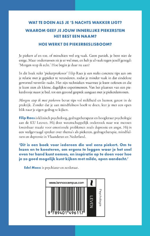 Achterkant van Morgen stop ik met piekeren