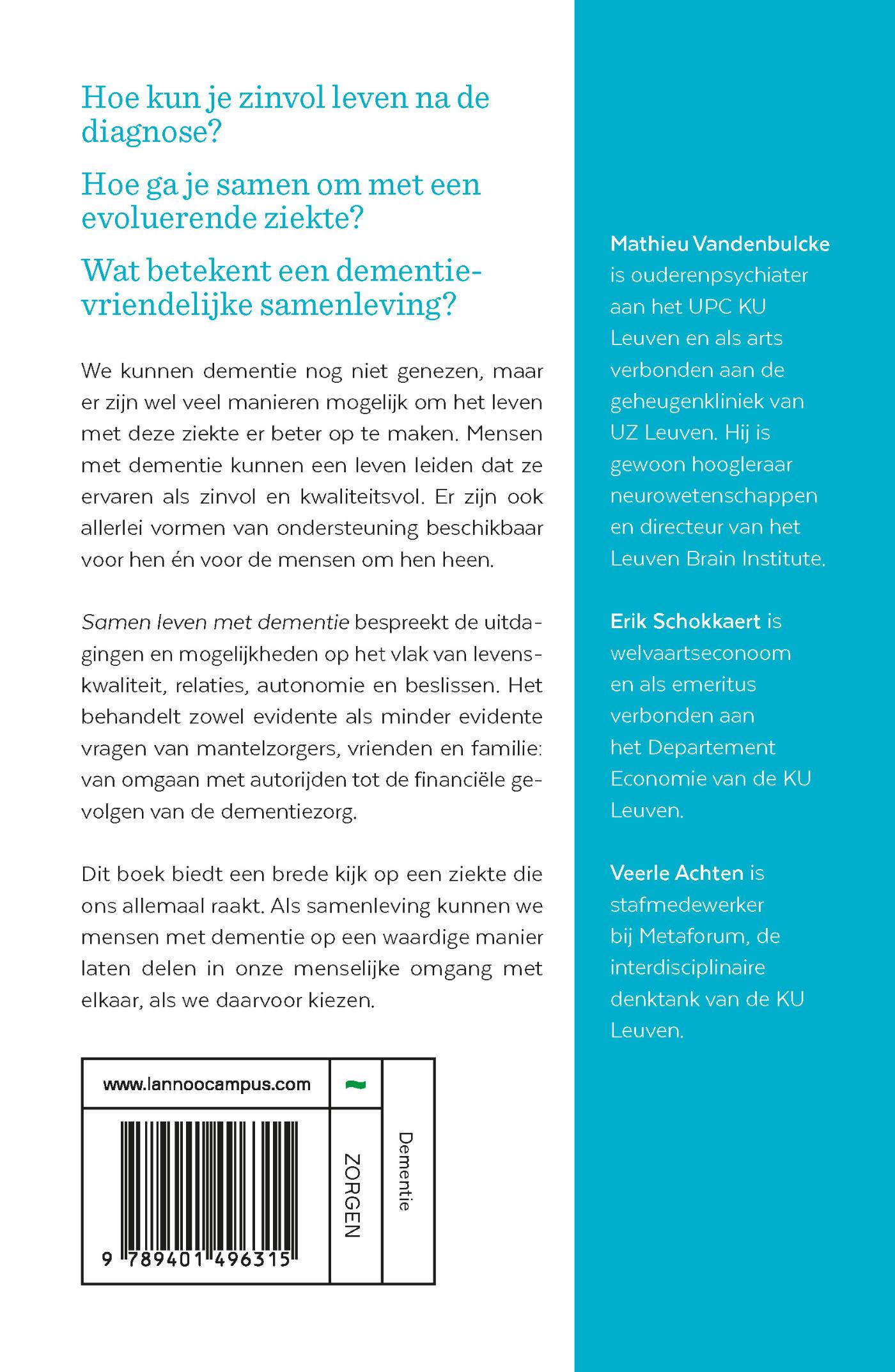 Achterkant van Samen leven met dementie