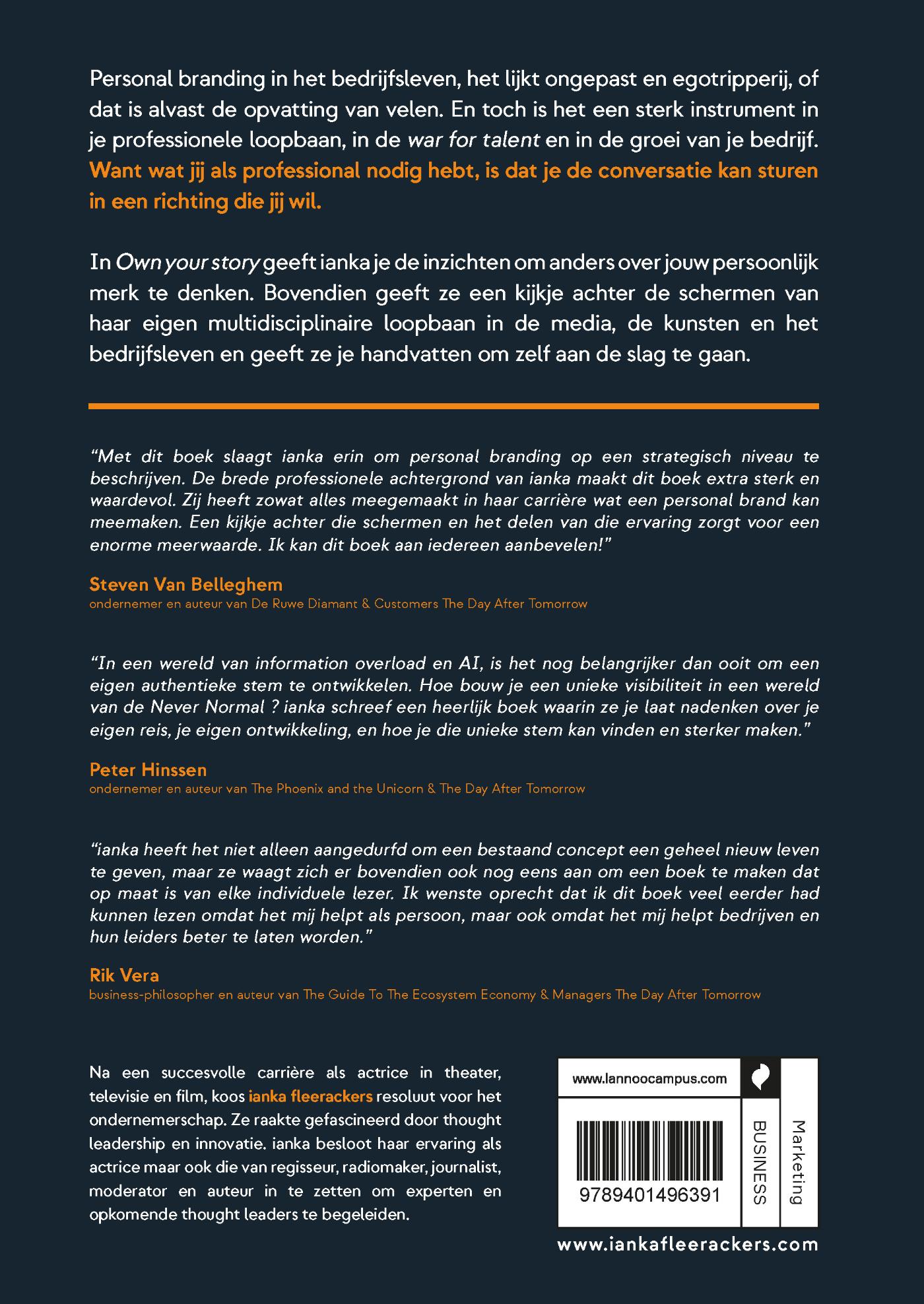 Achterkant van Own your story. Or someone else will.