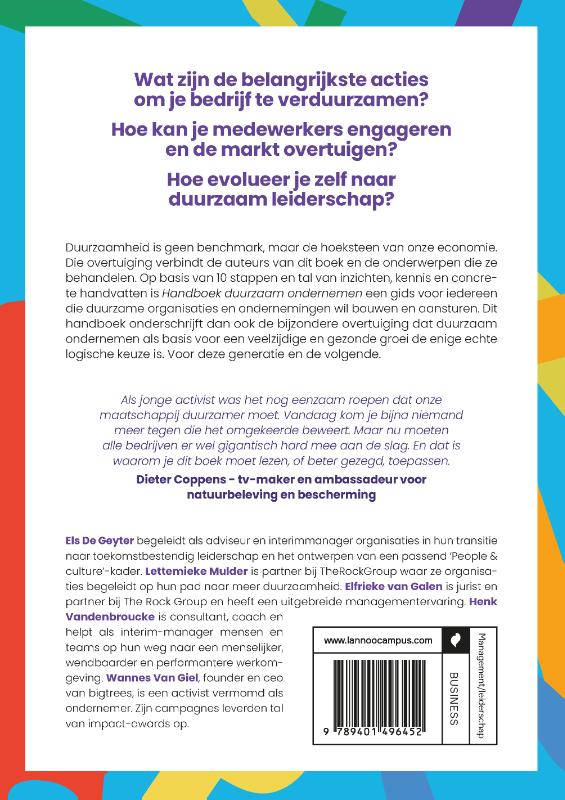 Achterkant van Handboek duurzaam ondernemen