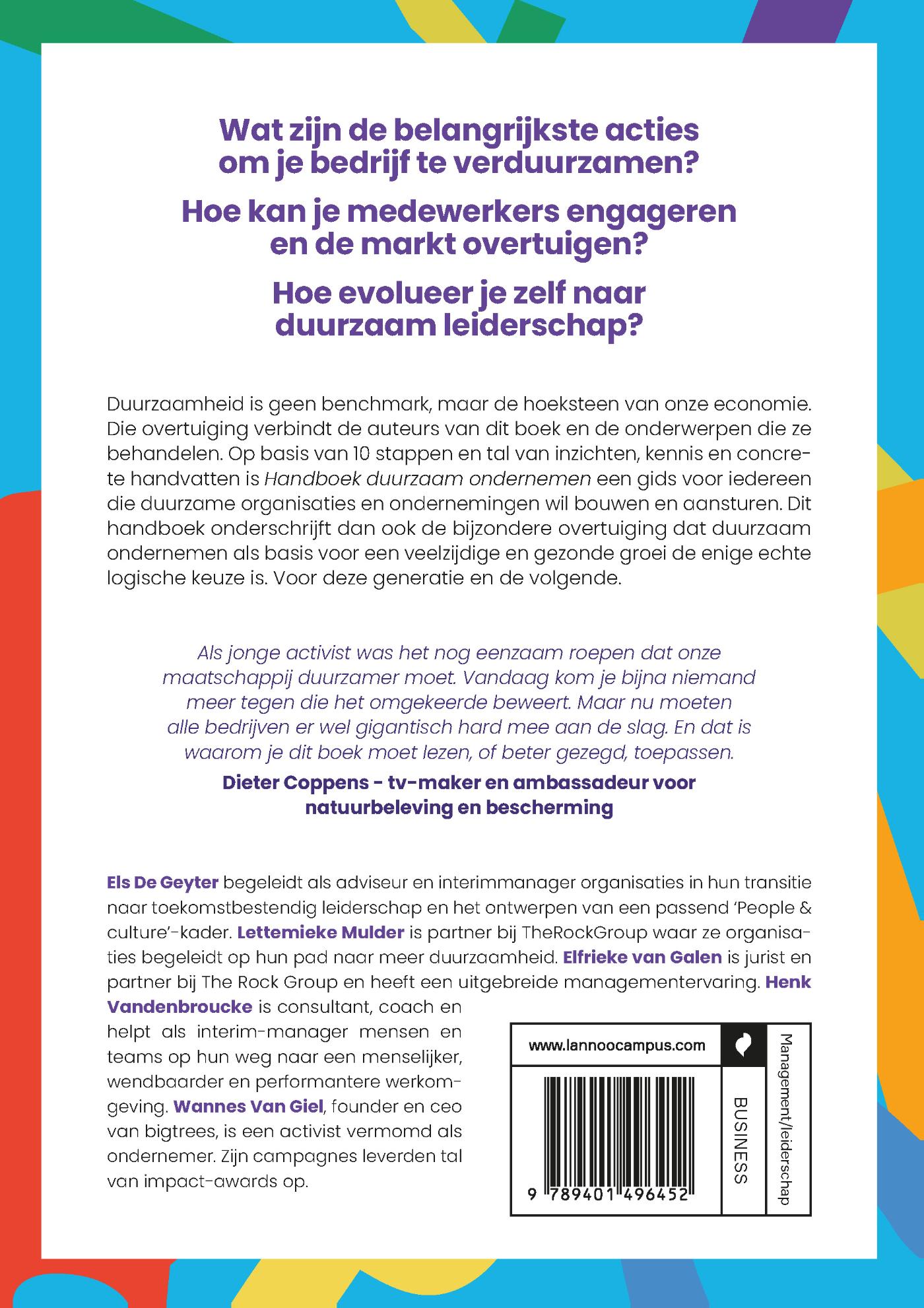 Achterkant van Handboek duurzaam ondernemen