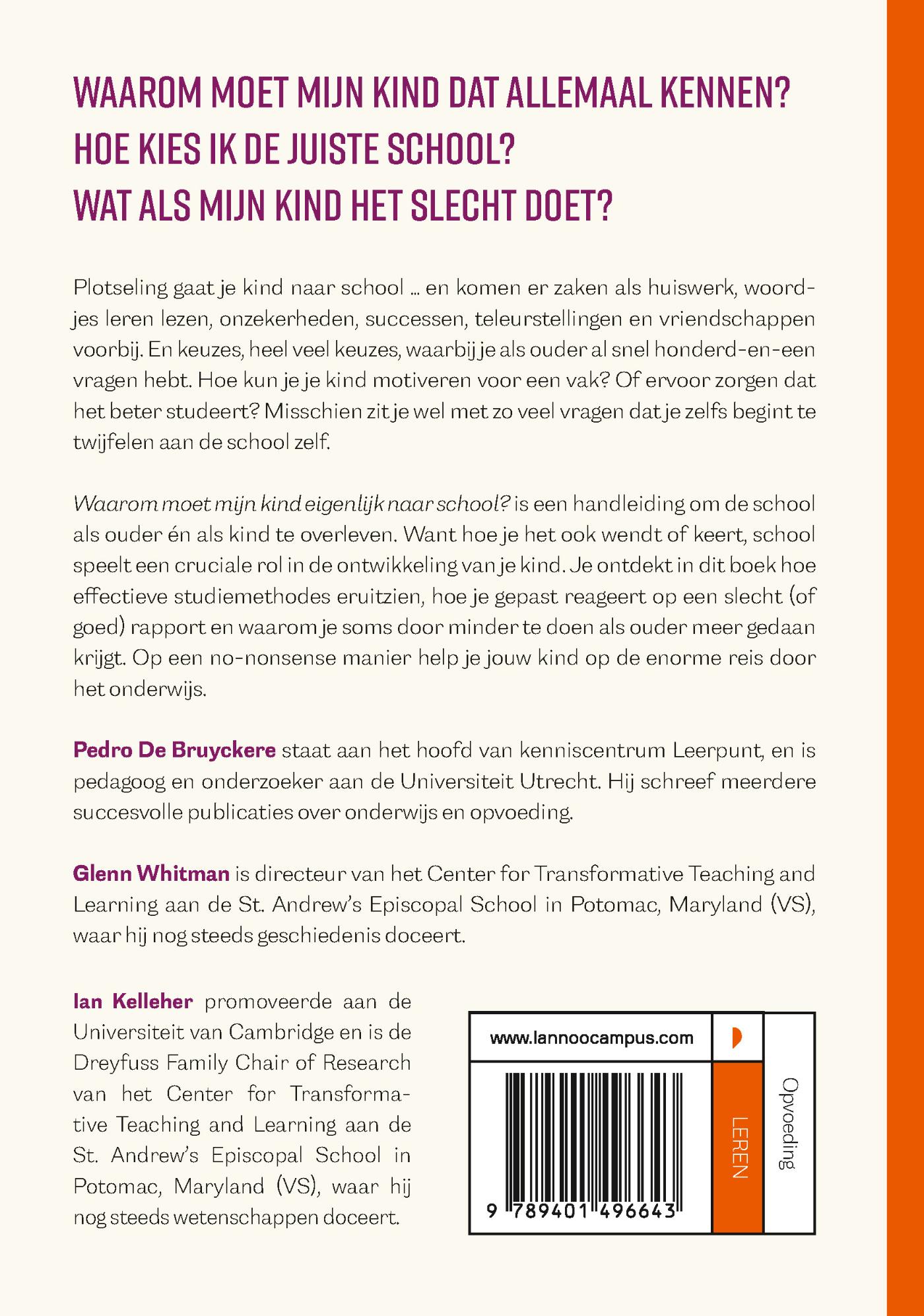 Achterkant van Waarom moet mijn kind eigenlijk naar school?
