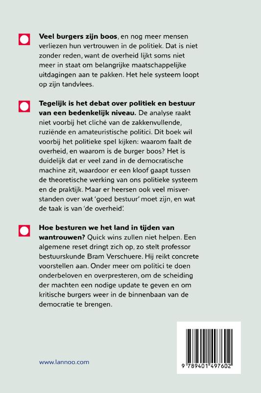 Achterkant van Politiek in tijden van wantrouwen