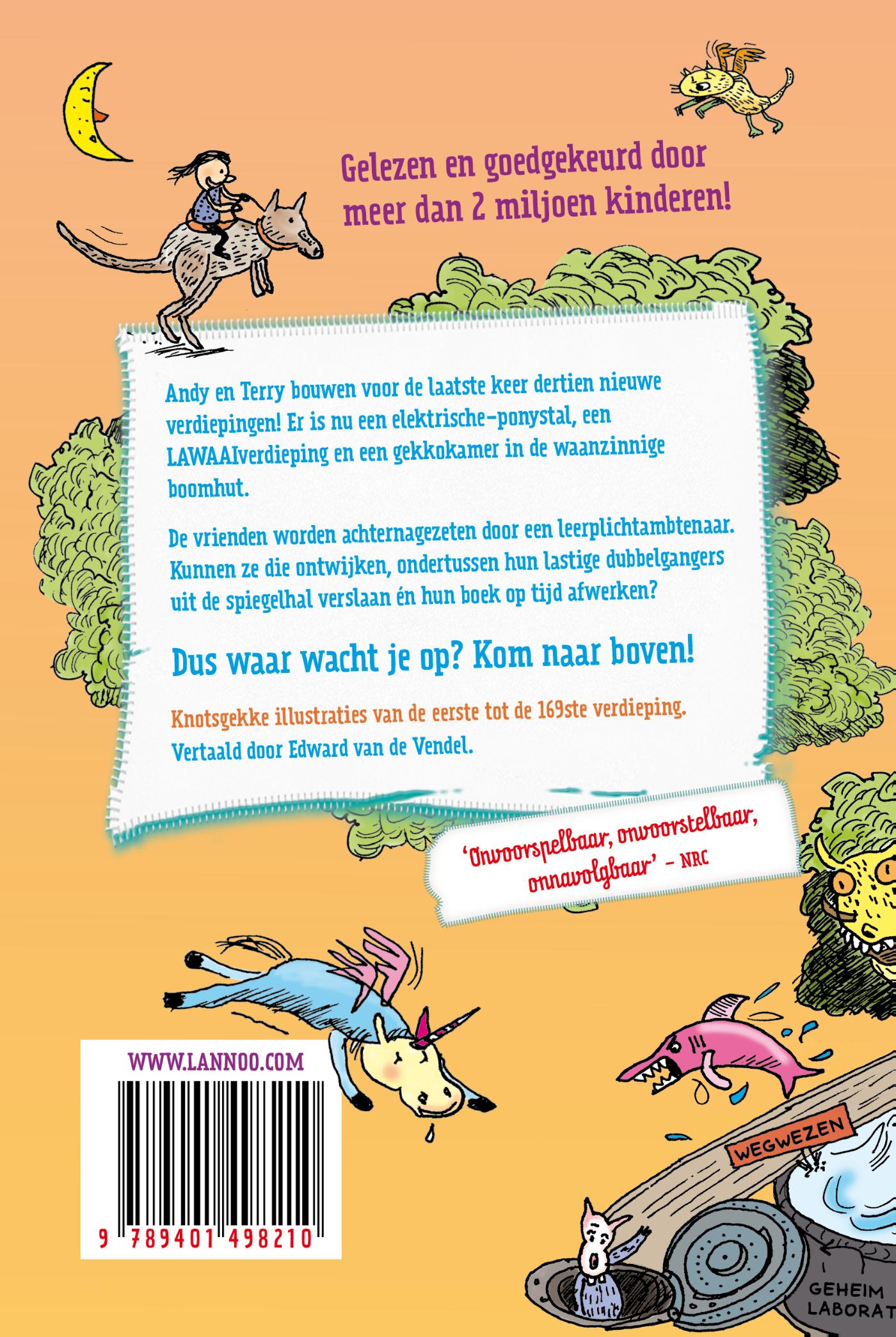 Achterkant van De waanzinnige boomhut van 169 verdiepingen