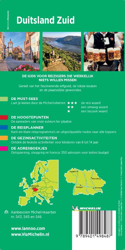 Achterkant van Michelin Reisgids Duitsland Zuid