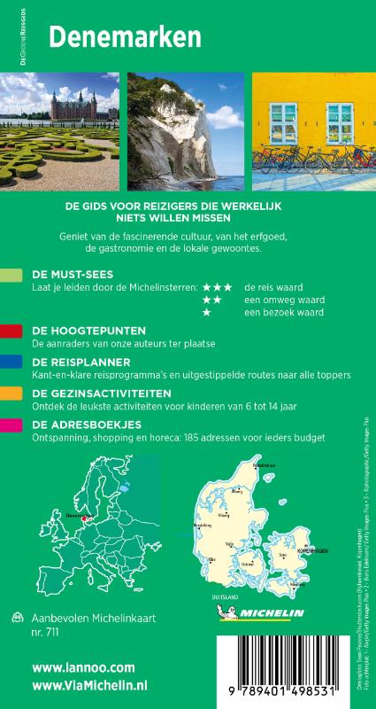 Achterkant van Michelin Reisgids Denemarken