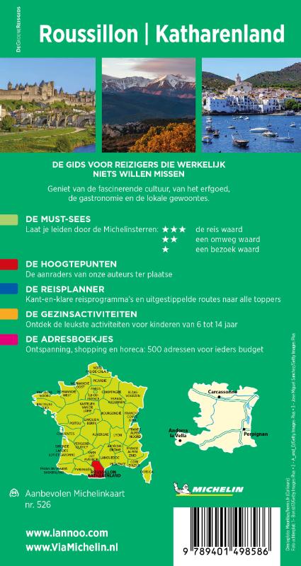 Achterkant van Michelin Reisgids Roussillon- Katharenland
