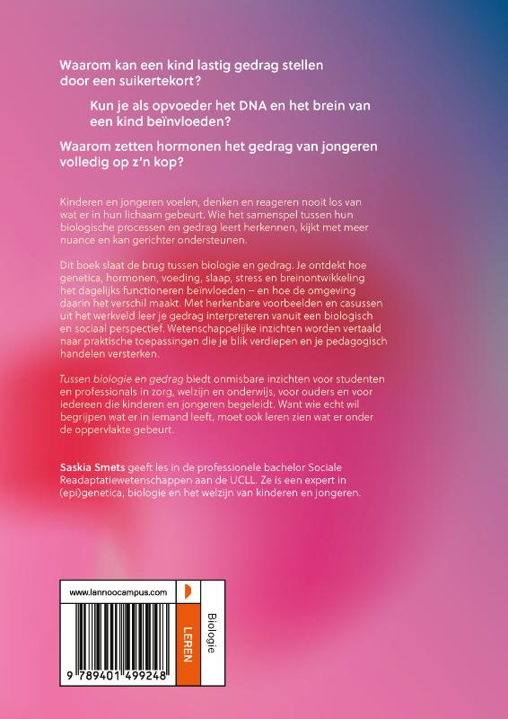 Achterkant van Tussen biologie en gedrag