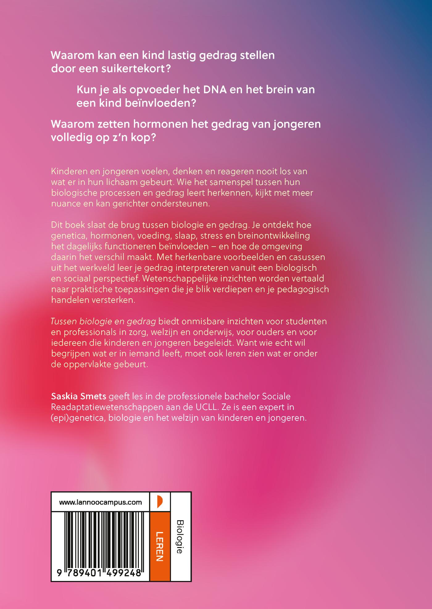 Achterkant van Tussen biologie en gedrag