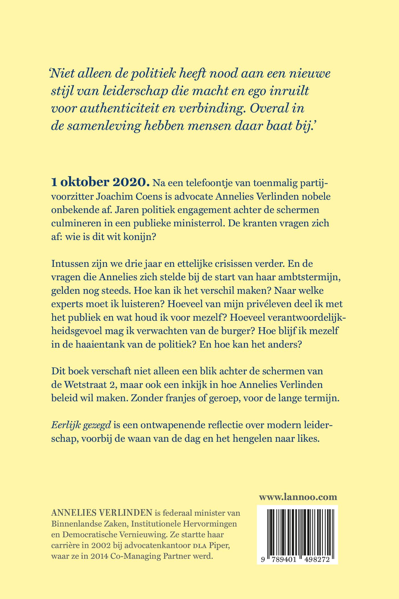 Achterkant van Eerlijk gezegd