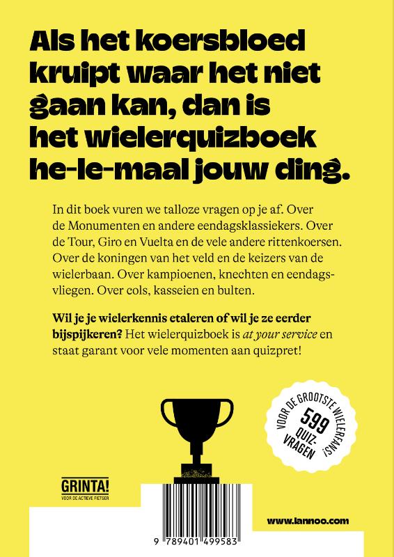 Achterkant van Het wielerquizboek