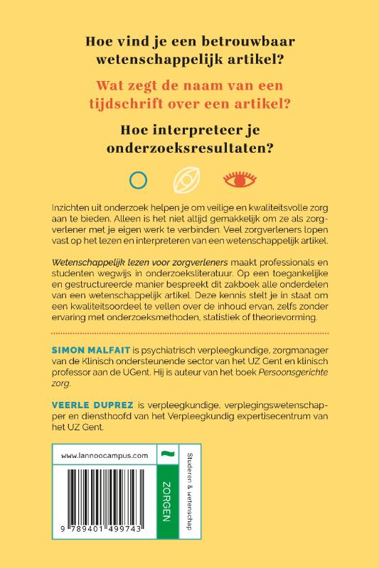 Achterkant van Wetenschappelijk lezen voor zorgverleners