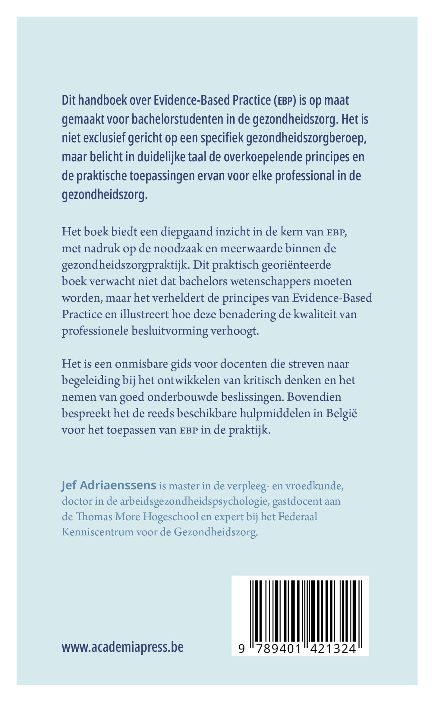 Achterkant van Evidence-based practice voor bachelors in de gezondheidszorg