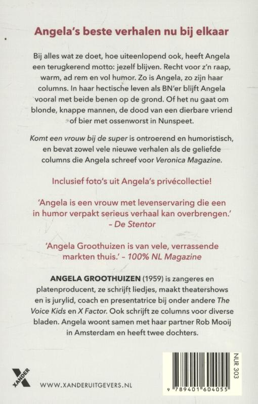 Achterkant van Komt een vrouw bij de super