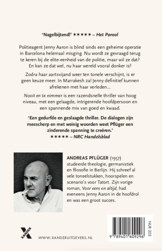 Achterkant van Nooit en te nimmer