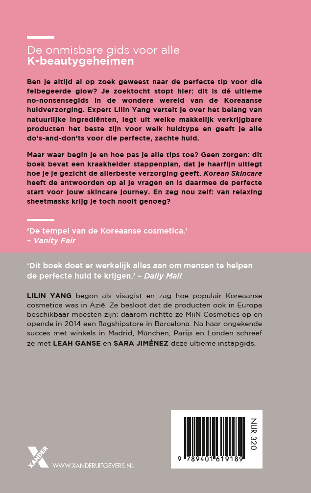 Achterkant van Korean skincare