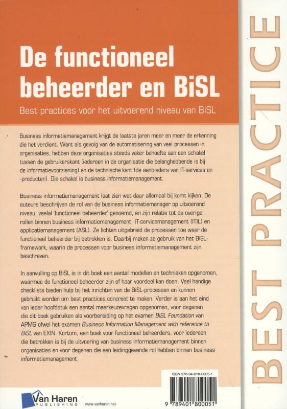 Achterkant van De functioneel beheerder en BiSL