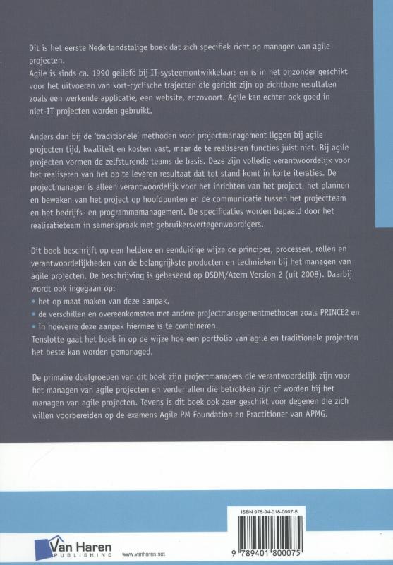 Achterkant van Managen van agile projecten