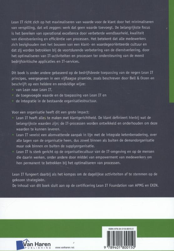 Achterkant van Lean IT – Theorie en praktijk van Lean in een IT-omgeving