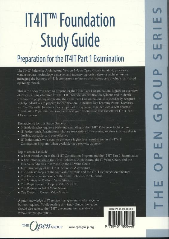Achterkant van IT4IT™ Foundation study guide