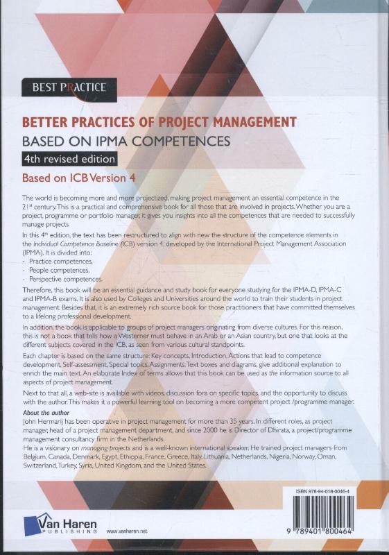 Achterkant van The better practices of project management Based on IPMA competences – 4th revised edition
