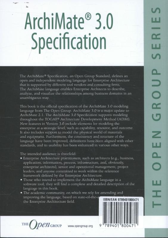 Achterkant van ArchiMate® 3.0 specification