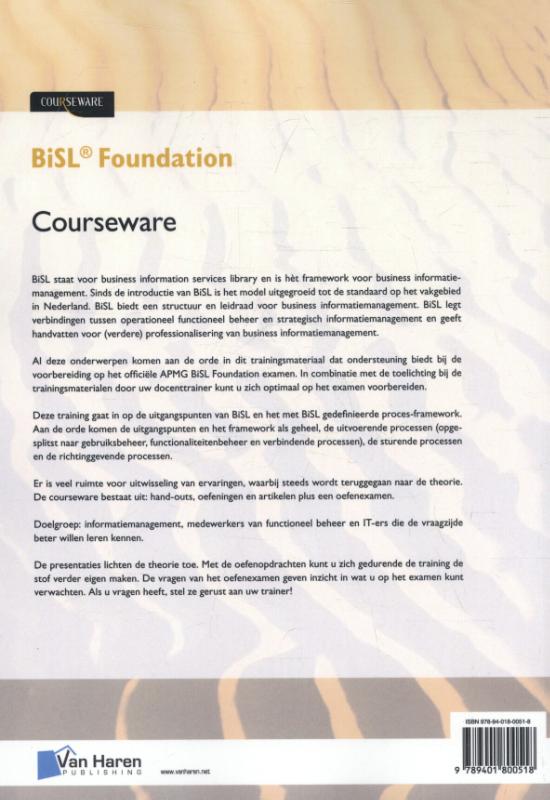 Achterkant van BiSL Foundation Courseware