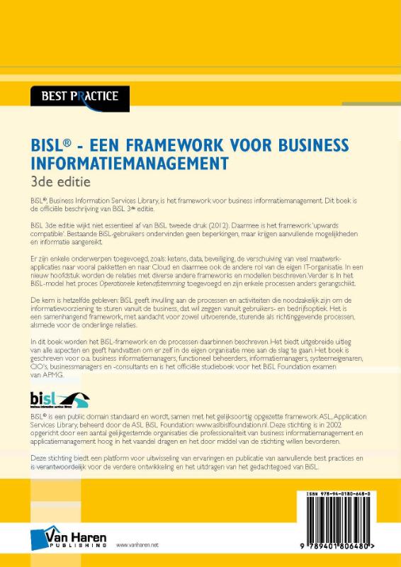 Achterkant van BISL. Een framework voor business informatiemanageme