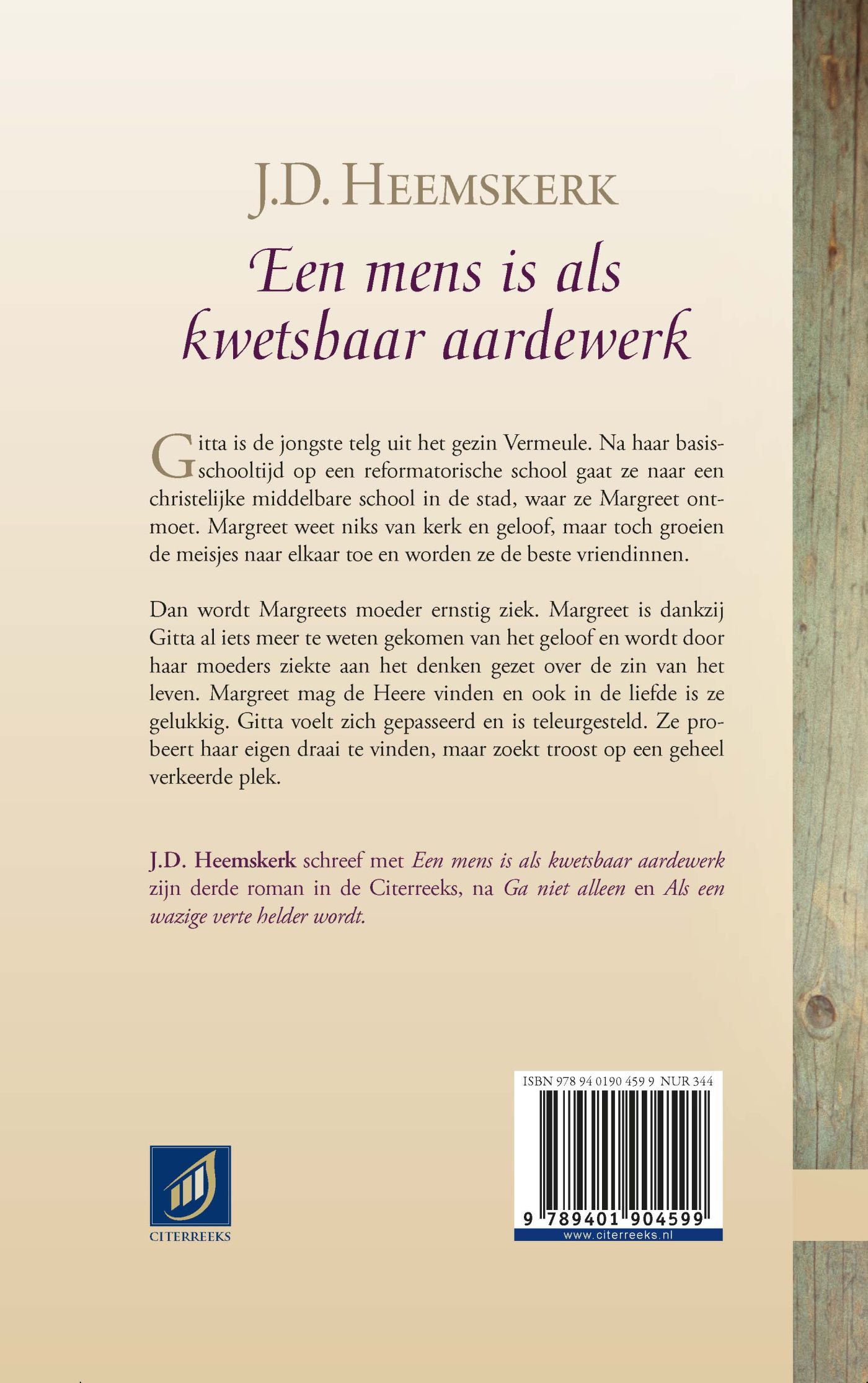Achterkant van Een mens is als kwetsbaar aardewerk