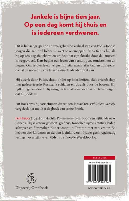 Achterkant van Alleen op de vlucht