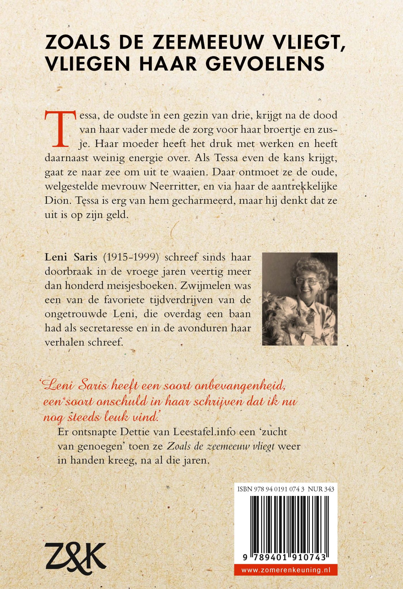 Achterkant van Zoals de zeemeeuw vliegt...