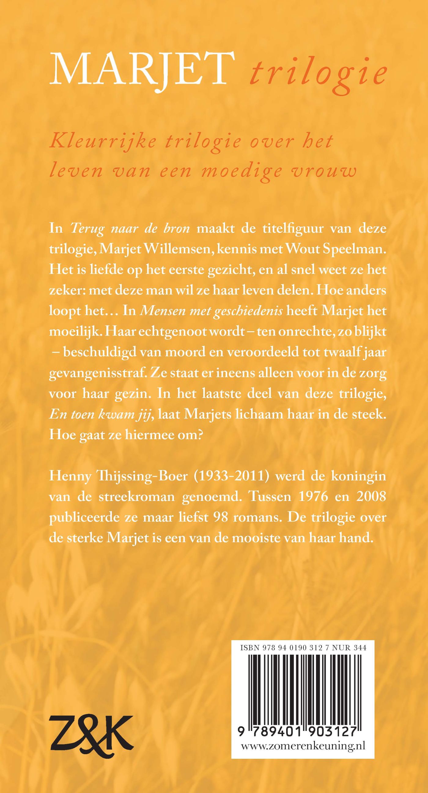 Achterkant van Marjet trilogie