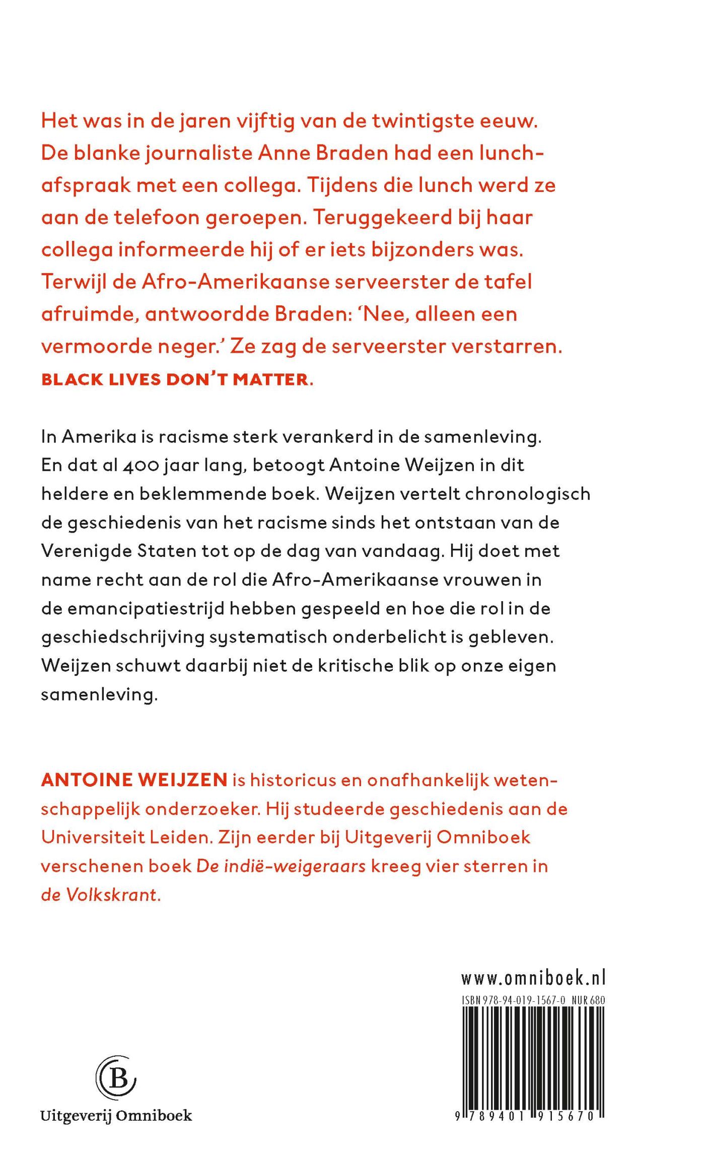 Achterkant van Racisme in Amerika