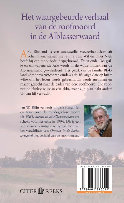 Achterkant van Moord in de Alblasserwaard
