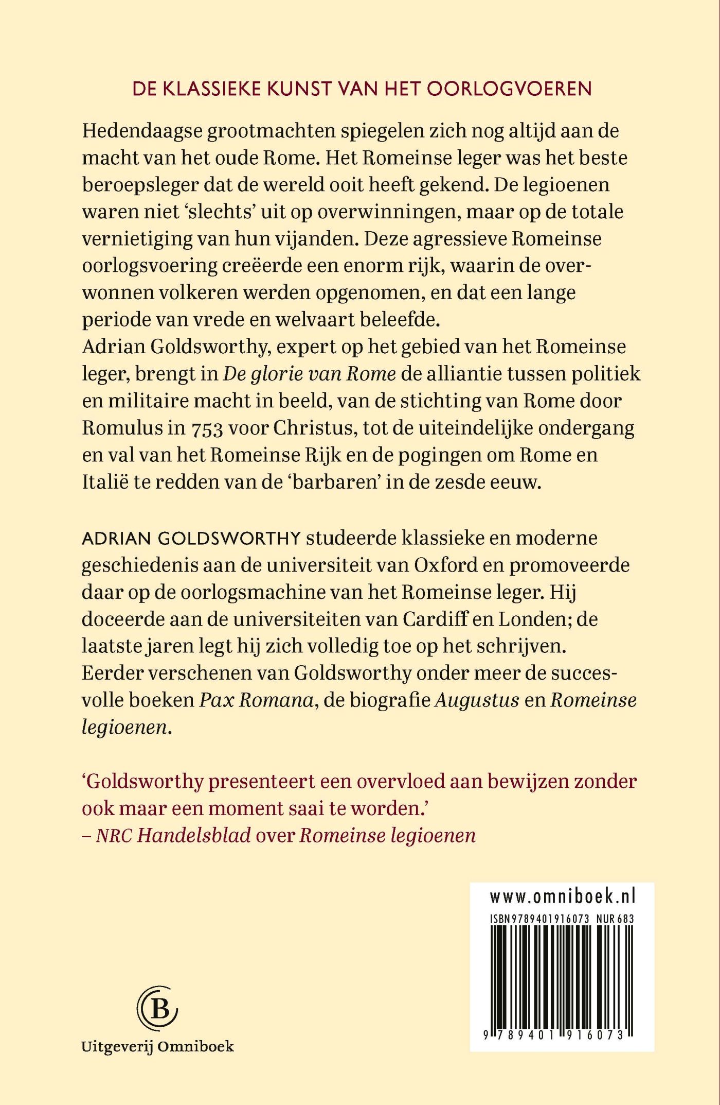 Achterkant van De glorie van Rome