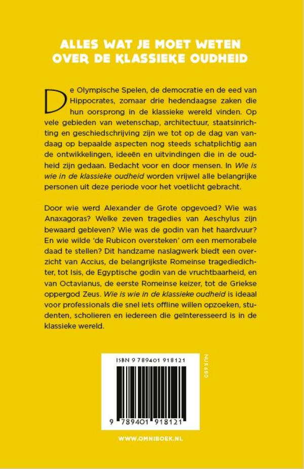 Achterkant van Wie is wie in de klassieke oudheid