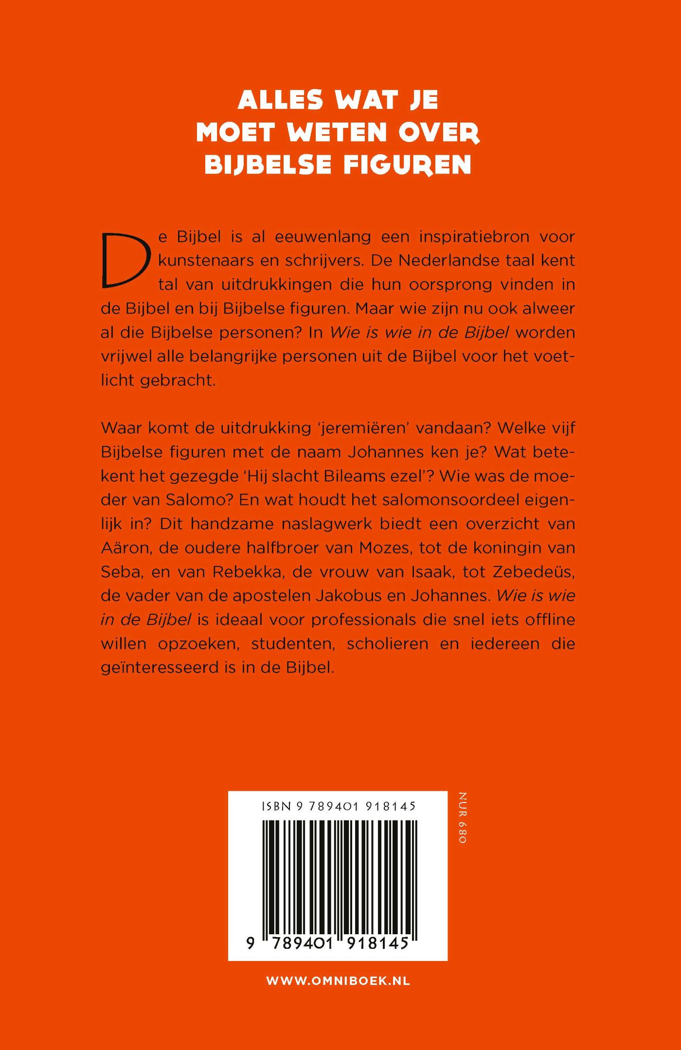 Achterkant van Wie is wie in de Bijbel