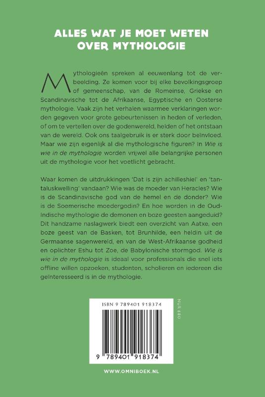 Achterkant van Wie is wie in de mythologie