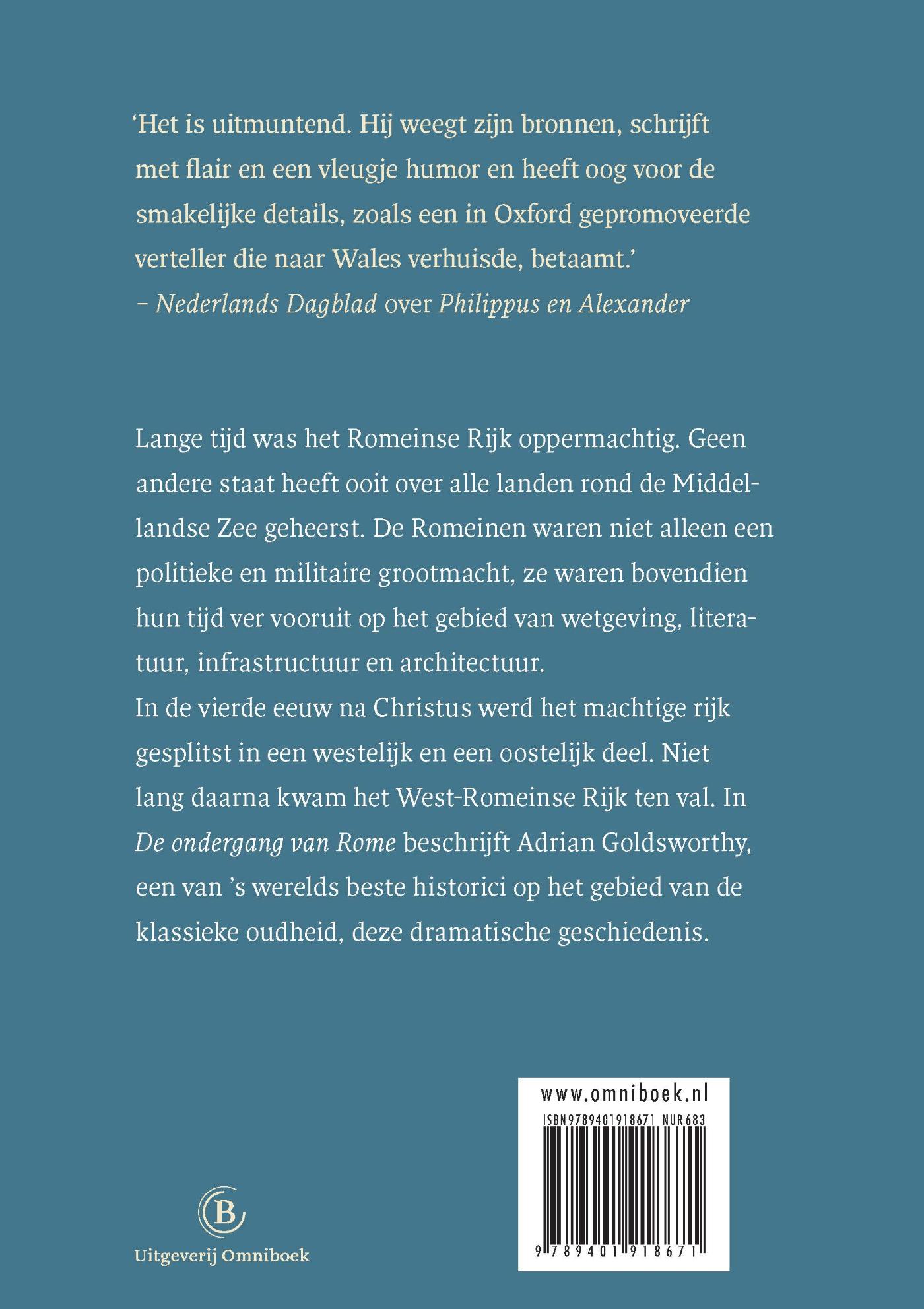 Achterkant van De ondergang van Rome
