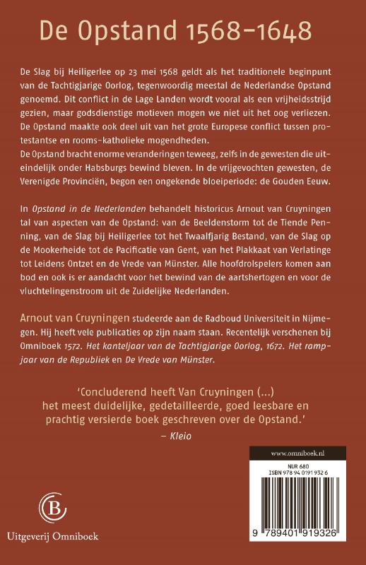 Achterkant van Opstand in de Nederlanden