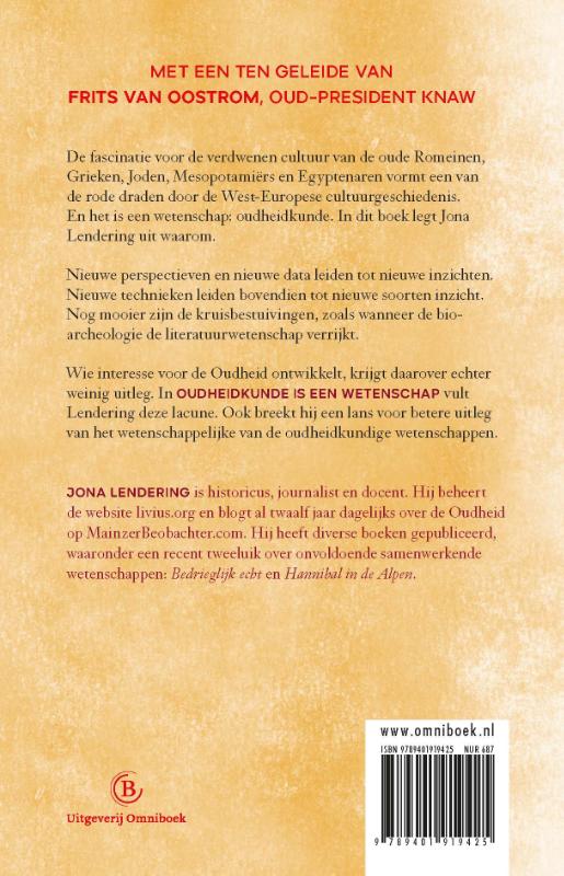 Achterkant van Oudheidkunde is een wetenschap
