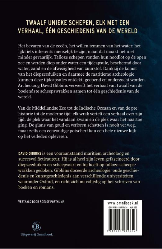 Achterkant van Een geschiedenis van de wereld in twaalf scheepswrakken